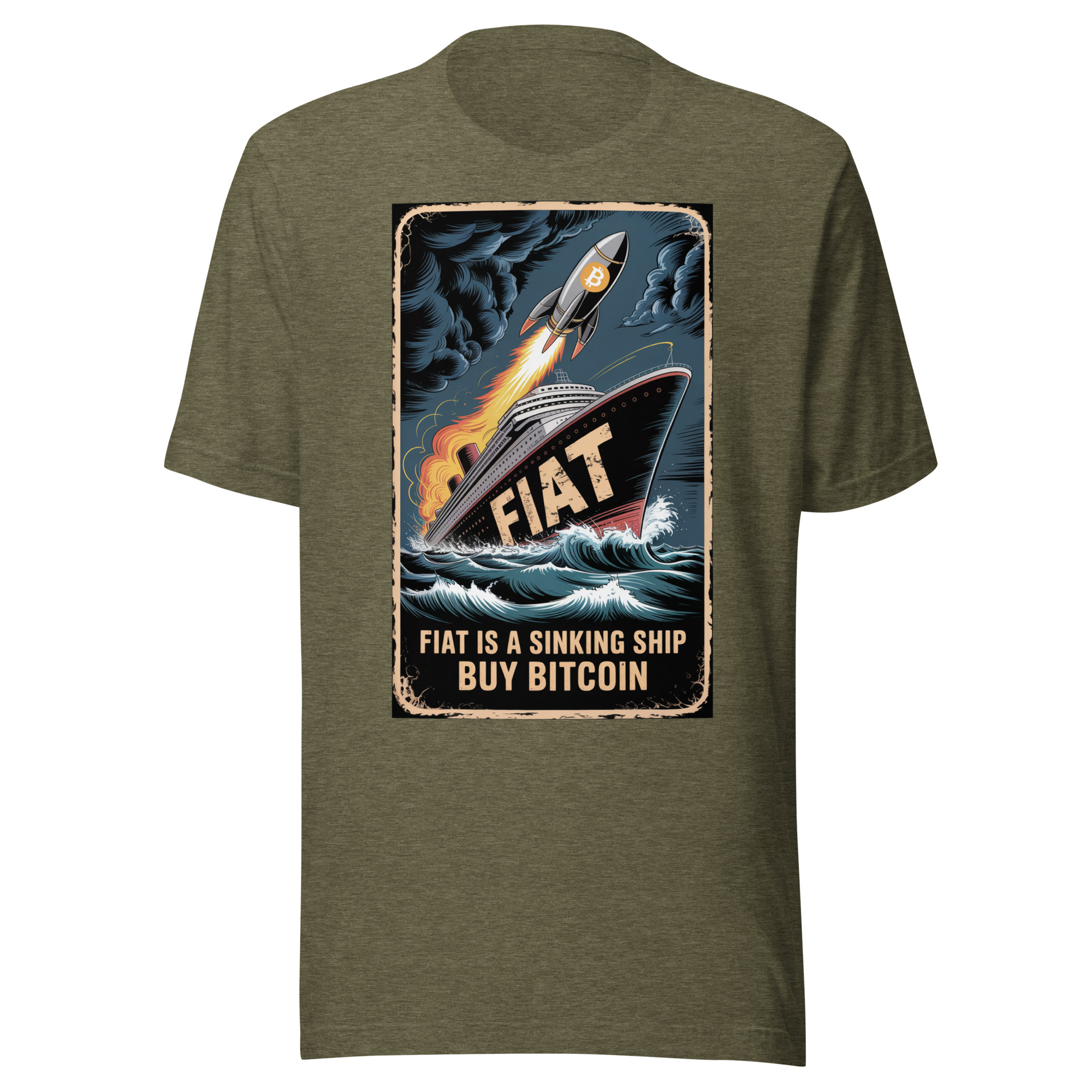 Fiat Sinking Ship Buy Bitcoin Vintage Poster Unisex t-shirt - Image 6