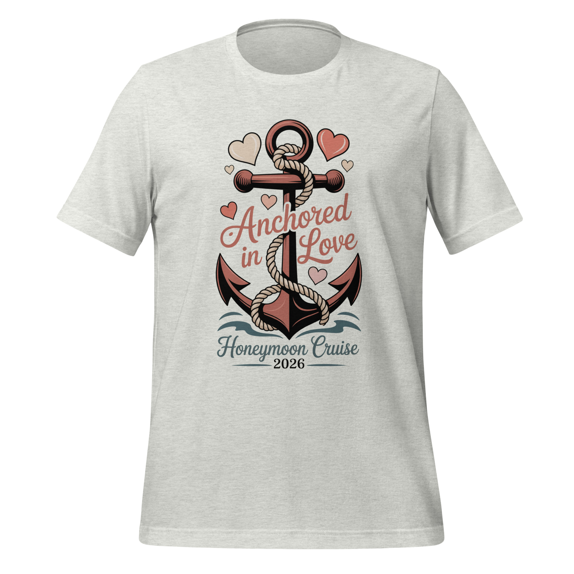 Anchored In Love Honeymoon Cruise Gift T-Shirts For Couples - Image 2