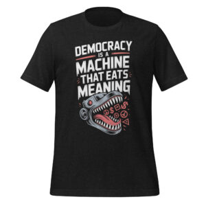 Democracy Is a Machine That Eats Meaning Tee – Political Philosophy Quote Unisex t-shirt