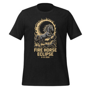 Total Solar Eclipse August 12, 2026 Fire Horse Shirt Celestial Destiny & Zodiac Power Apparel Unisex t-shirt