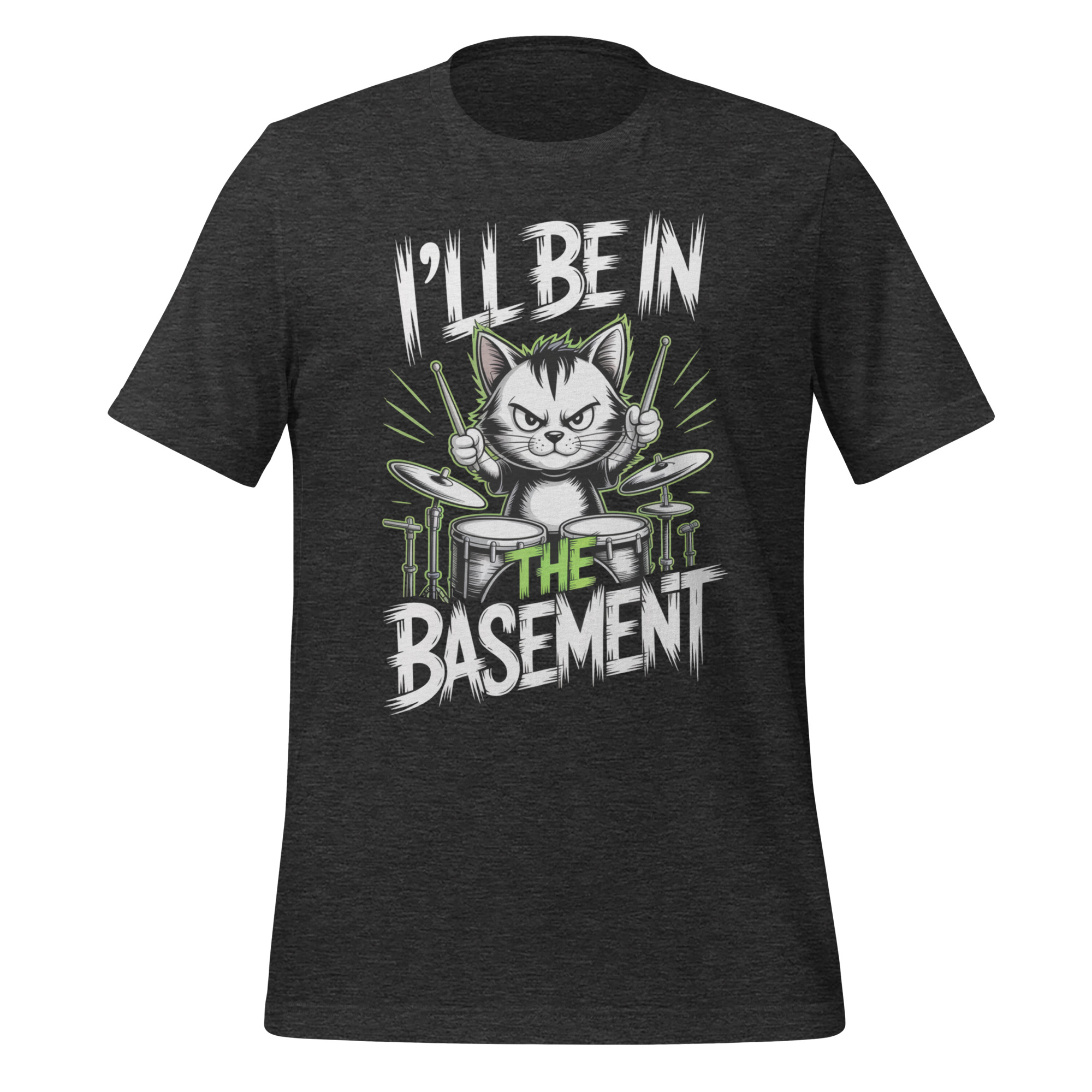 Funny Cat Drummer T-Shirt I'll Be In The Basement Gift - Image 4