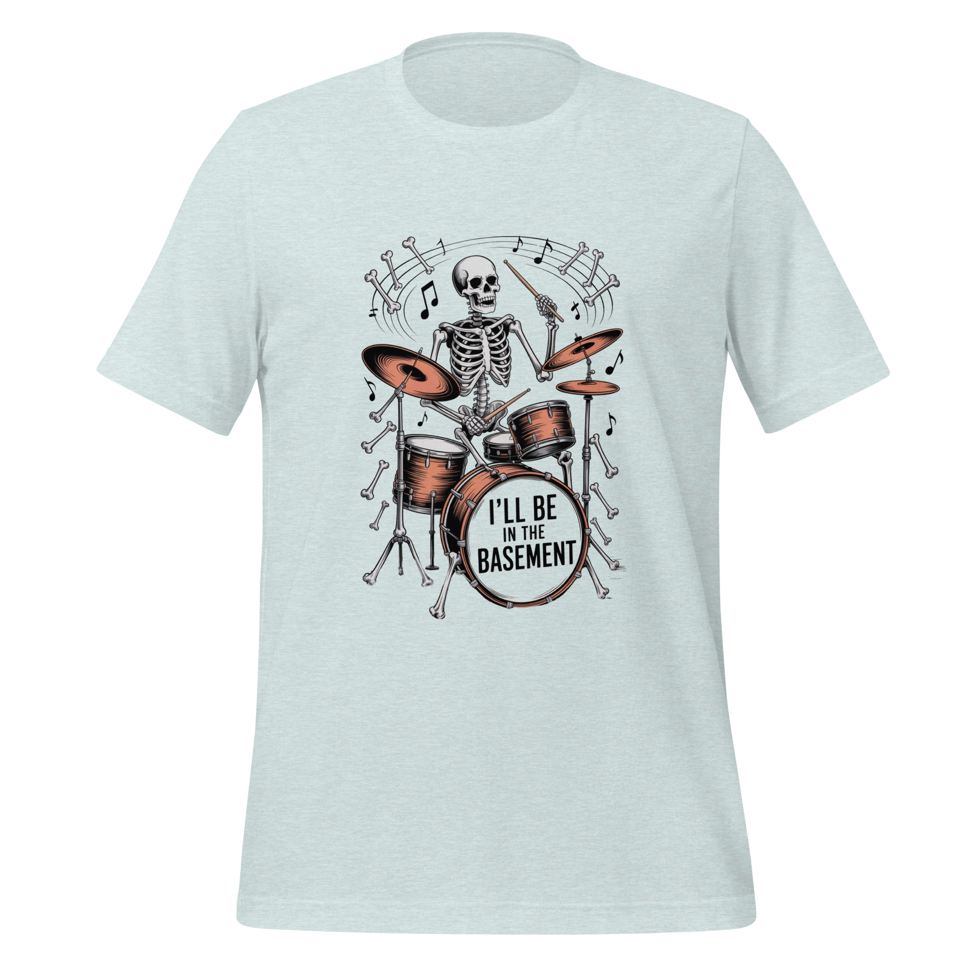 Drummer Skeleton T-Shirt I'll Be In The Basement Music Tee - Image 4
