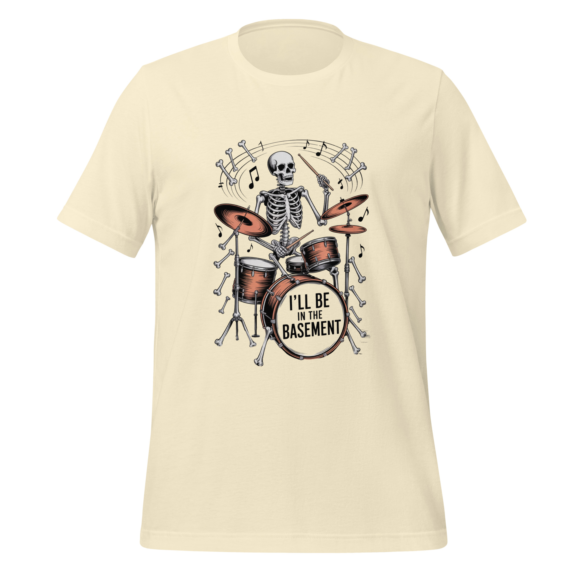 Drummer Skeleton T-Shirt I'll Be In The Basement Music Tee - Image 6