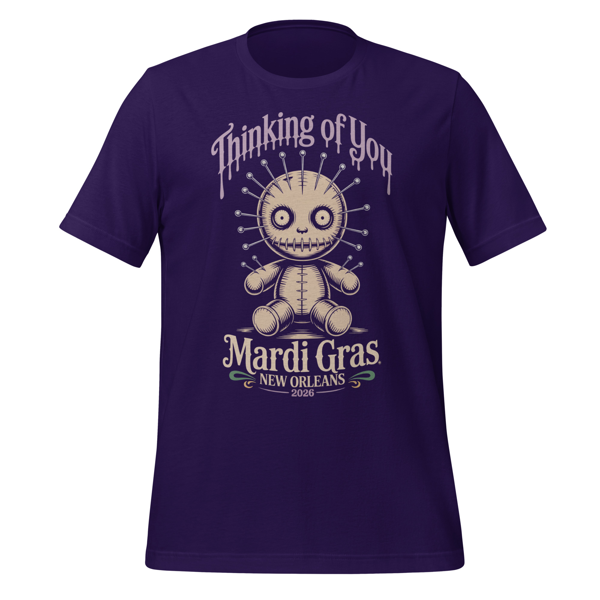 Thinking Of You Voodoo Doll New Orleans Mardi Gras T-Shirt - Image 2